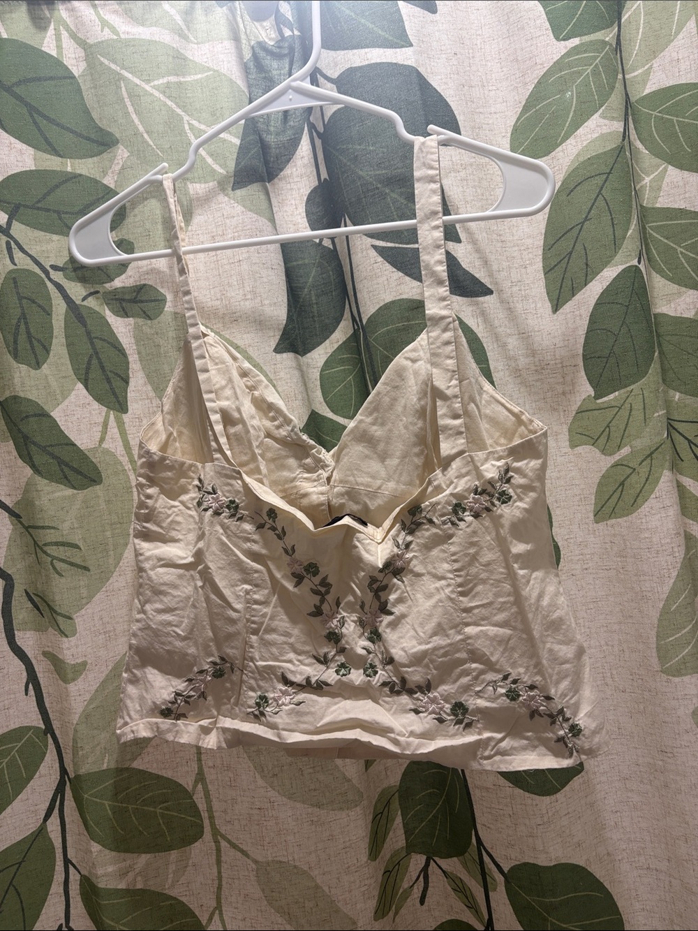 Zara Cream Floral-Embroidered Spaghetti Strap Cami - Picture 4 of 4
